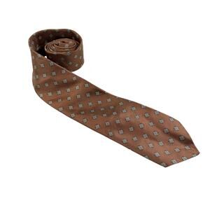 Ivey's of Florida Vintage 100% silk tie.  Brown with white/blue circle pattern.